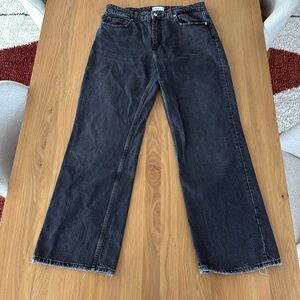 Zara mid rise wide leg Jean faded black, size 12 gently worn